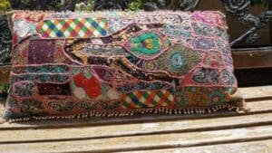 Embroidered Vintage India Patchwork Sari Tapestry Decorative Pillows - Image 8