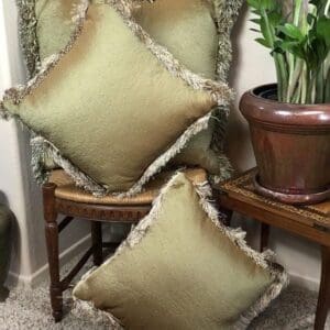 Decorative Iridescent Moss Throw Pillow Set with Fringe and Gold Trim (Copy)
