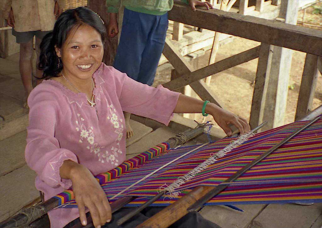 woman at a loom